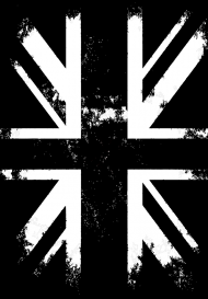Flaga Wielkiej Brytanii czarno-biała pion