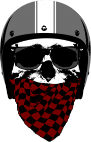 Cafe Racer Skull Rider (red bandana)