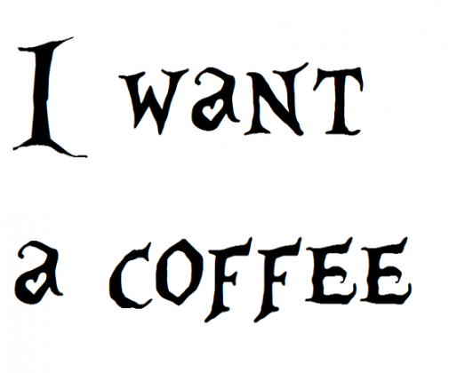 Kubek "I want a coffee"-unicorn