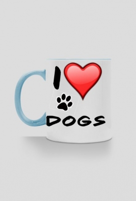 I LOVE DOGS WHITE-BLUE CUP - Help Dogs Shop