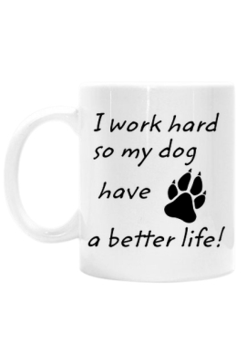 i work hard - DOG (kubek) cg - POMAGAM - koszulki charytatywne
