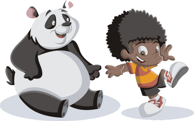 Koszulka chłopięca - panda i chłopiec