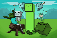 T-Shirt Minecraft Mobs Biały Męski