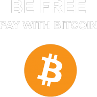 BE FREE pay with Bitcoin (czerwona)