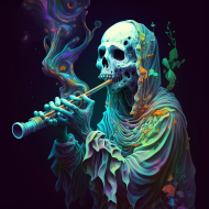 Psychodeliczny duch gra na flecie