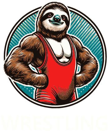 Koszulka zapaśnicza czarna - Leniwiec WRESTLING - mały wzór 002