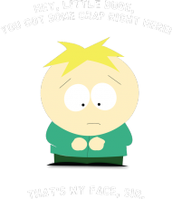 Butters - that's my face sir! woman red