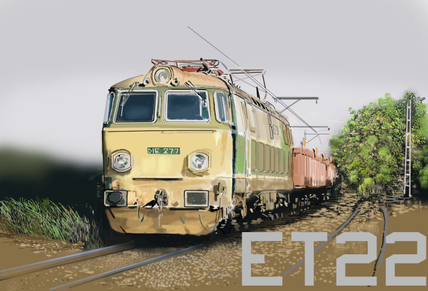 Koszulka z towarową lokomotywą elektryczną ET22