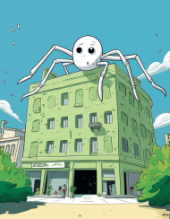 Spider climbing the building