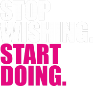 Koszulka "stop wishing..." męska, czarna, różowy napis