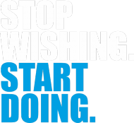 Koszulka "stop wishing..." męska, czarna, niebieski napis