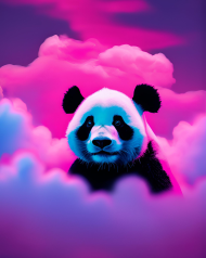 Neonowa Panda w Chmurach