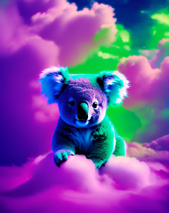 Neonowy Koala w Obłokach