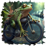 Żaba na motocyklu
