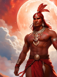 Plakat obraz canvas pionowy A2 Fantasy Czerwony Indianin 1