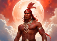 Plakat obraz canvas poziomy A2 Fantasy Czerwony Indianin 1