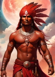 Plakat pionowy A2 Fantasy Czerwony Indianin 4