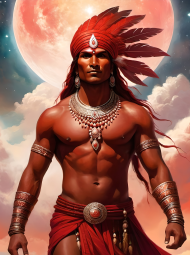 Plakat obraz canvas pionowy A2 Fantasy Czerwony Indianin 4