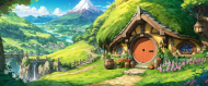 Kubek z nadrukiem full print Fantasy Chatka Kraina Hobbita 1
