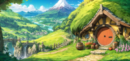 Magiczny kubek Fantasy Chatka Kraina Hobbita 1