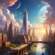 Ekologiczna torba zakupowa z dlugimi uszami z nadrukiem full print New York 1
