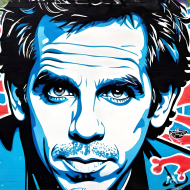 Torba na zakupy z dlugimi uszami z nadrukiem Ben Stiller grafitti 1