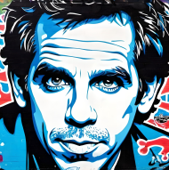 Bluza rozpinana college z nadrukiem na plecach Ben Stiller grafitti 1