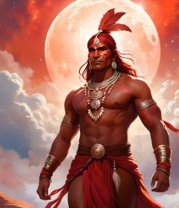 Koszulka gildan dekolt karo Fantasy Czerwony Indianin 1