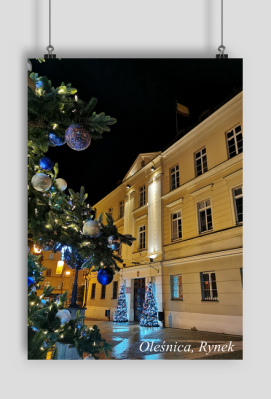 Plakat pionowy A2 Olesnica Rynek Boze Narodzenie - OLEŚNICA Pozdrowienia z Oleśnicy - Pamiątki z Oleśnicy