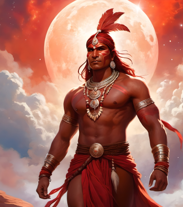Bluza ze sciagaczem z nadrukiem Fantasy Czerwony Indianin 1