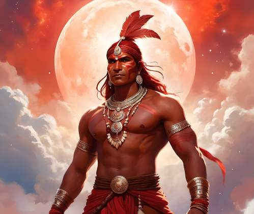 Ekologiczna bluza z kapturem z nadrukiem Fantasy Czerwony Indianin 1