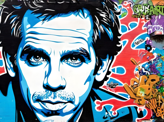 Mala poduszka jasiek z nadrukiem full print Ben Stiller grafitti 1