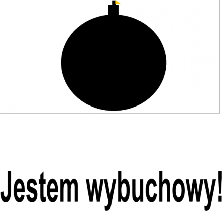 biała koszulka z bombą i napisem ,, Jestem wybuchowy"