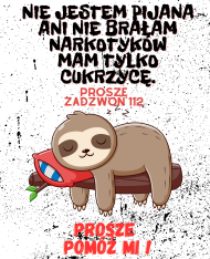 Fluorescencyjna koszulka dla Cukiereczków, dla cukrzyków, cukrzyca, Cute World