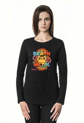 Damski long sleeve * W słodkiej krainie death metalu serca łącza się w tanecznym wirze a kotki płyną po tęczowym moście miłości. - Kraftees Apparel
