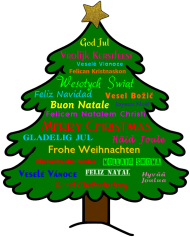 Fartuch kuchenny - Boże Narodzenie - Życzenia świąteczne w wielu językach