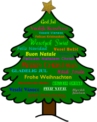 Damska bluzka z długim rękawkiem - Boże Narodzenie - Życzenia świąteczne w wielu językach