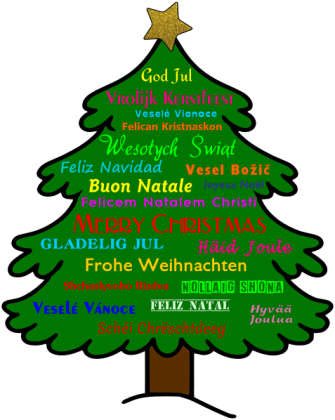 Czarny Kubek Full Color - Boże Narodzenie - Życzenia świąteczne w wielu językach