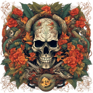 "Skull in Flowers V1" Damska