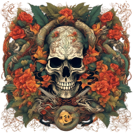 "Skull in Flowers V1" Męska