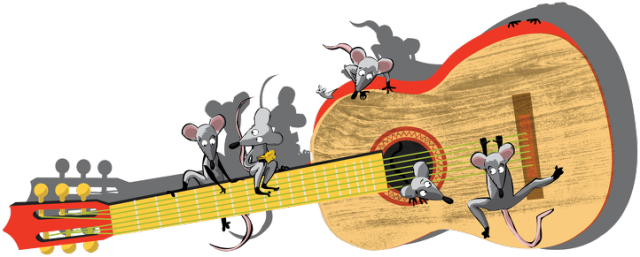 Gitara z myszami - koszulka
