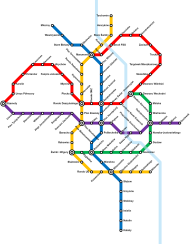Schemat linii metra warszawskiego 2050