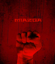 T-Shirt męski fullprint czerwony z grafiką Miazga Tour z przodu