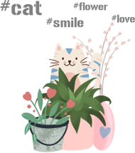 Kubek Wesoły kot w kwiatach