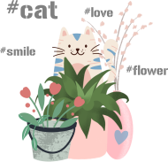 Poduszka Wesoły kot w kwiatach