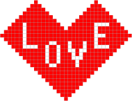 8 bitowe serce z napisem LOVE