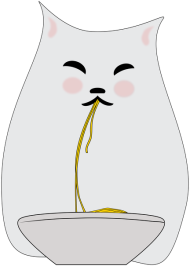 Czarny Kubek – kot jedzący spaghetti