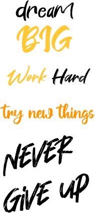 Dream big work hard try new things never give up