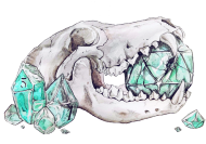 Skull Biting a Dice