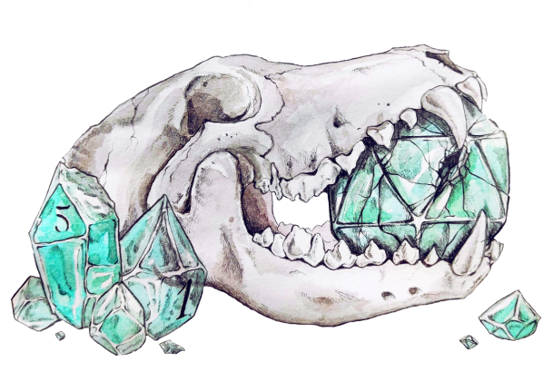 Skull Biting a Dice